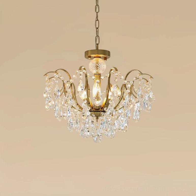 Small Colette Crystal Chandelier (15.7" width) with four bulbs, perfect for intimate dining areas