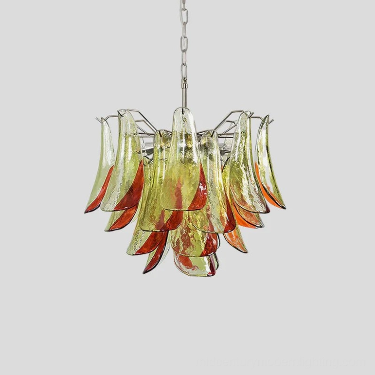 Small Marielle Murano glass chandelier with gold finish, intimate dining pendant lighting solution