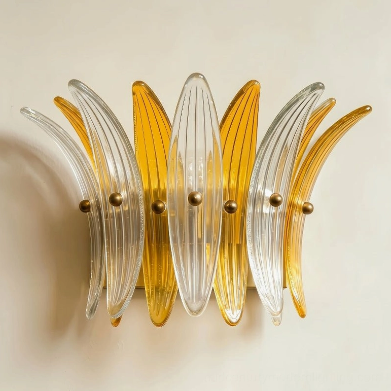 Smeralda wall sconce amber clear and gold finish multi-tone variant displayed