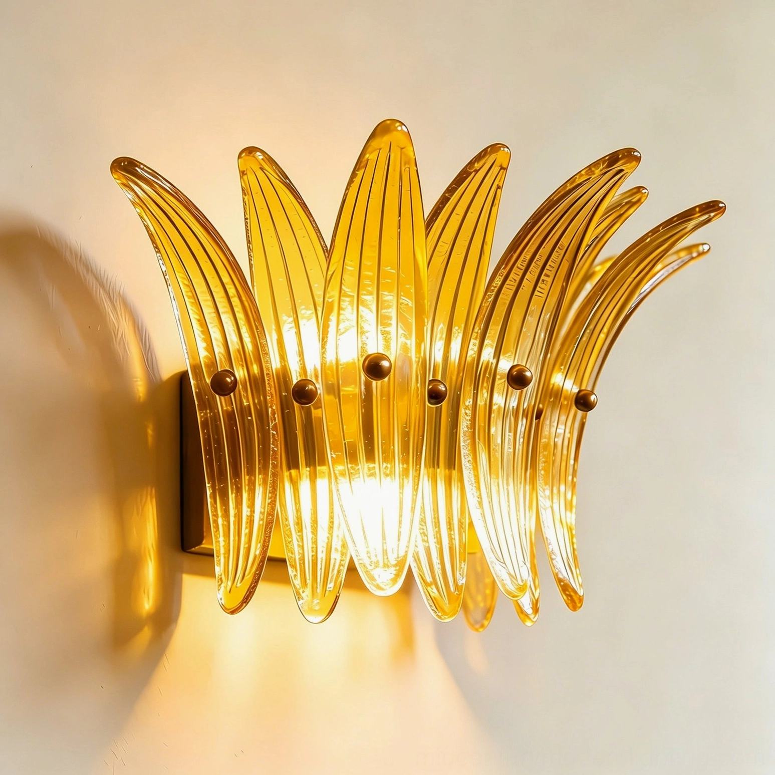 Smeralda wall sconce fluted glass botanical petal design architectural detail
