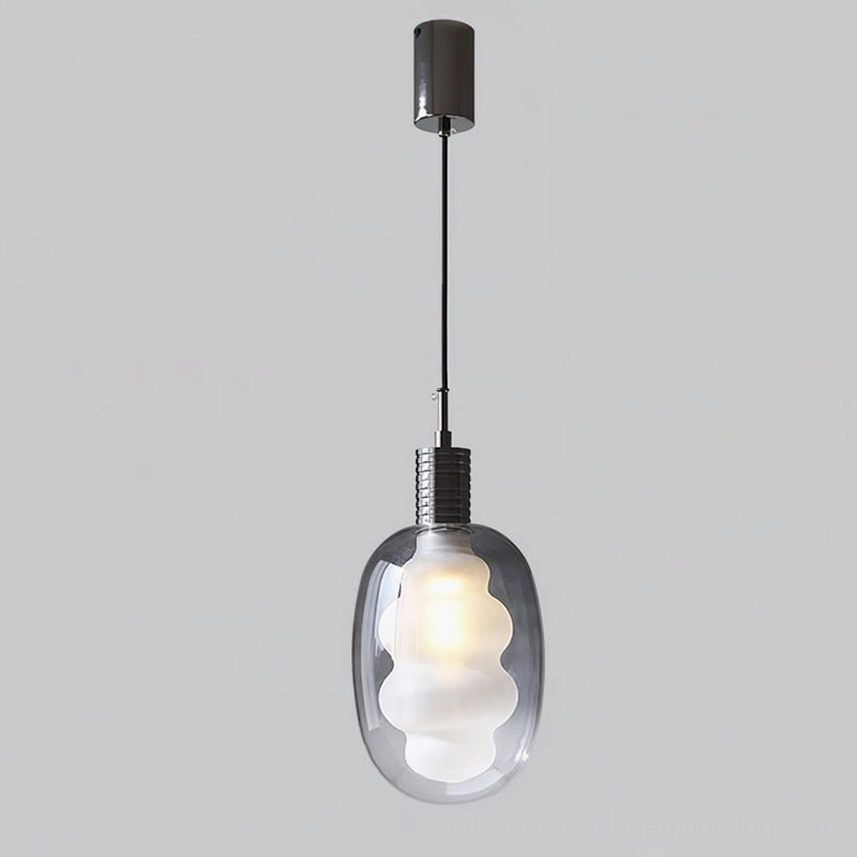 Smoky gray and black pendant light variant, dark finish option, sculptural glass design, studio view