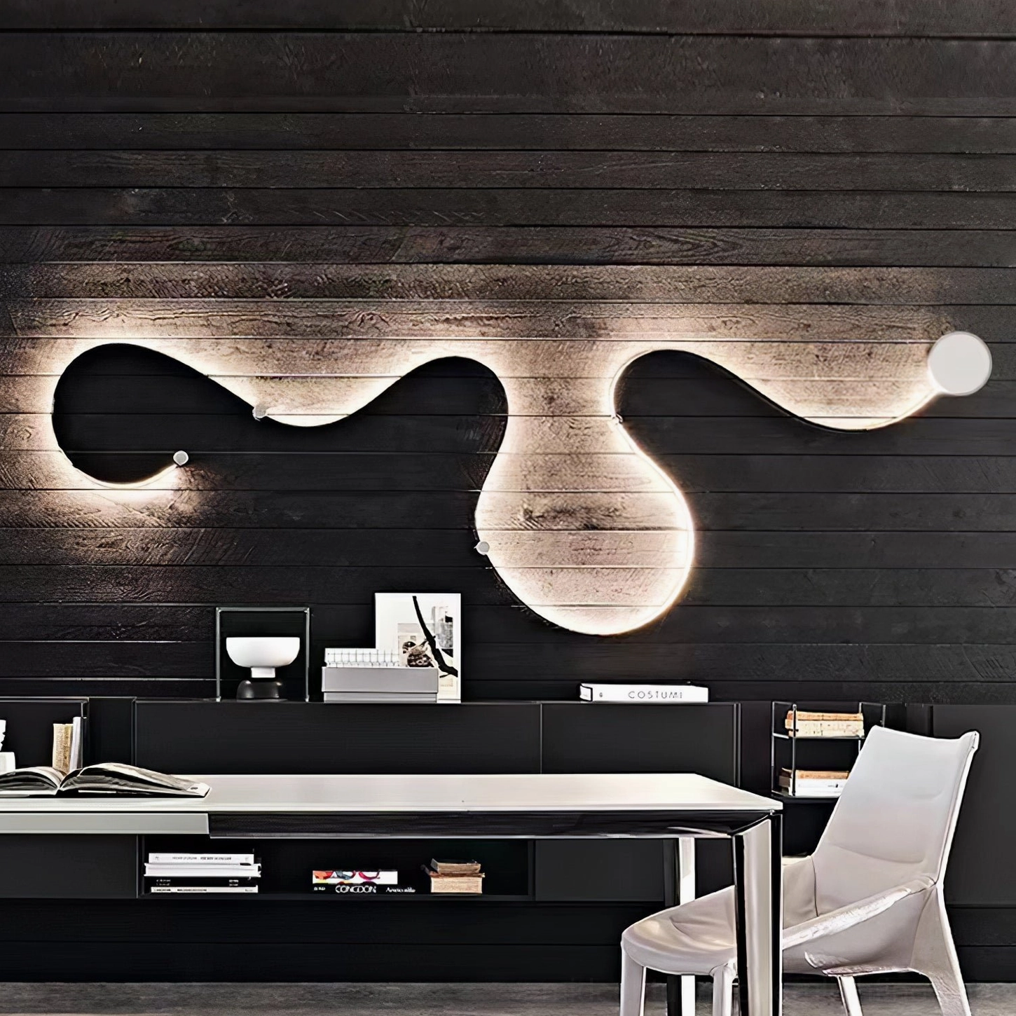 Snake wall lamp cool light temperature providing focused bright illumination for modern space