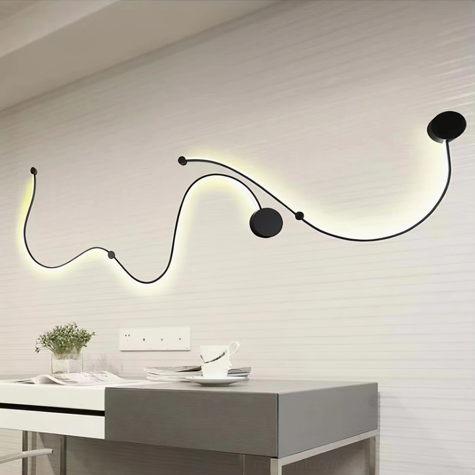 Snake wall lamp warm light temperature creating cozy ambient glow in contemporary interior
