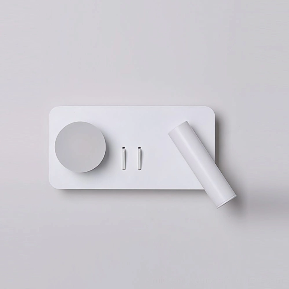 Snotra wall lamp installation detail showing push button switch and mounting system