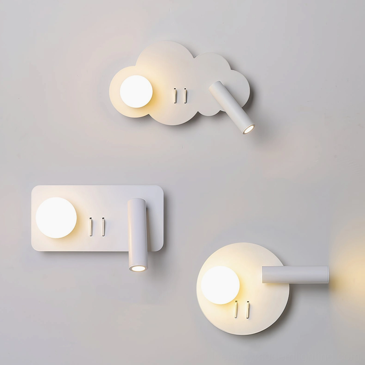 Snotra three model variants comparison - Model A B C white wall lamps displayed together