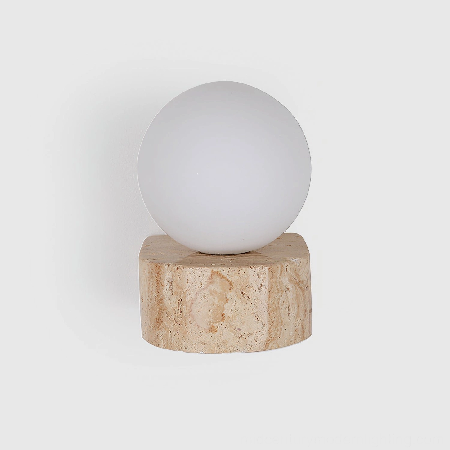 Solace stone wall sconce architectural detail highlighting organic travertine material