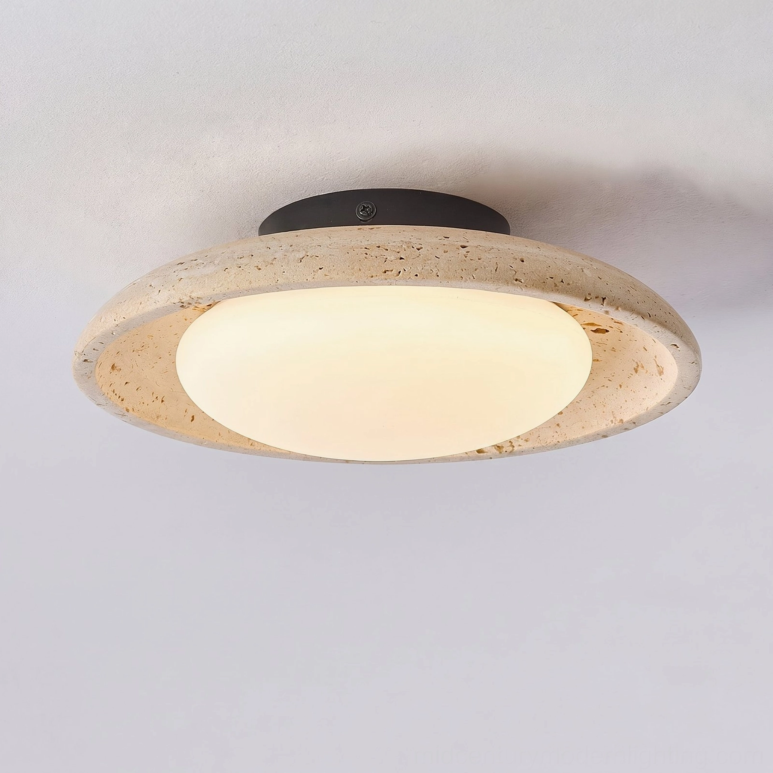 Solis Travertine Ceiling Mount architectural side profile view ultra-slim flush mount 1.6 inch drop ceiling light