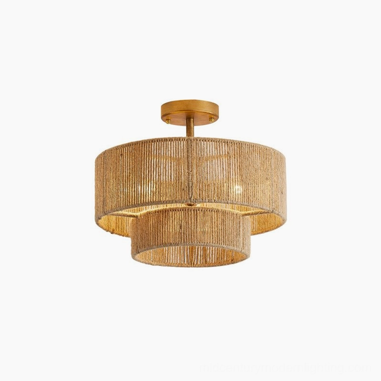 Solmaz small 15.7 inch natural hemp rope ceiling fixture ideal for compact spaces and intimate lighting design
