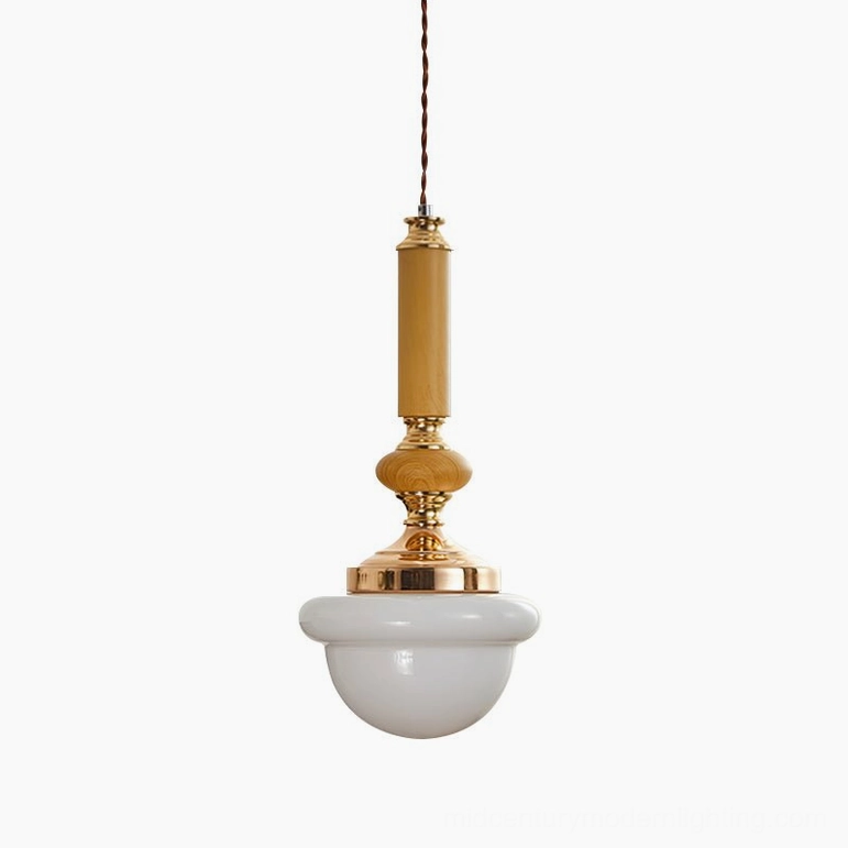 Sorbonne pendant light in wood color finish classic mid-century modern hanging lamp