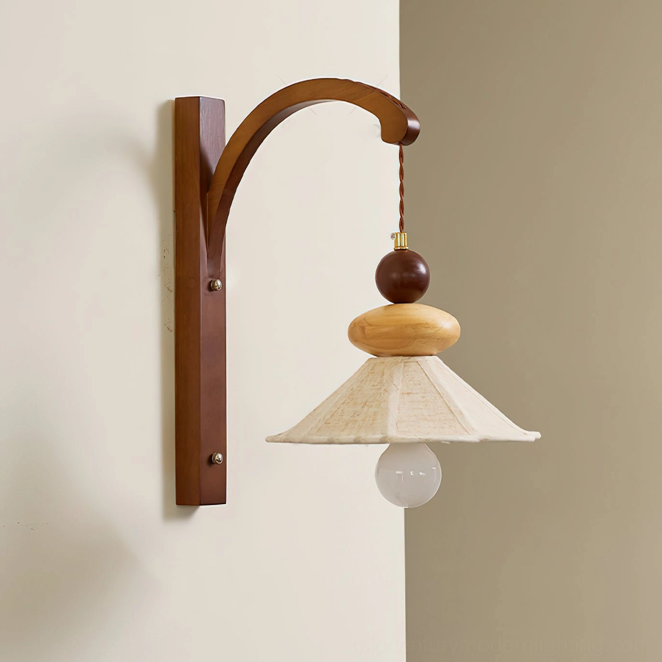 Unlit Soren pleated linen shade showing delicate fabric texture and scalloped edges - side view