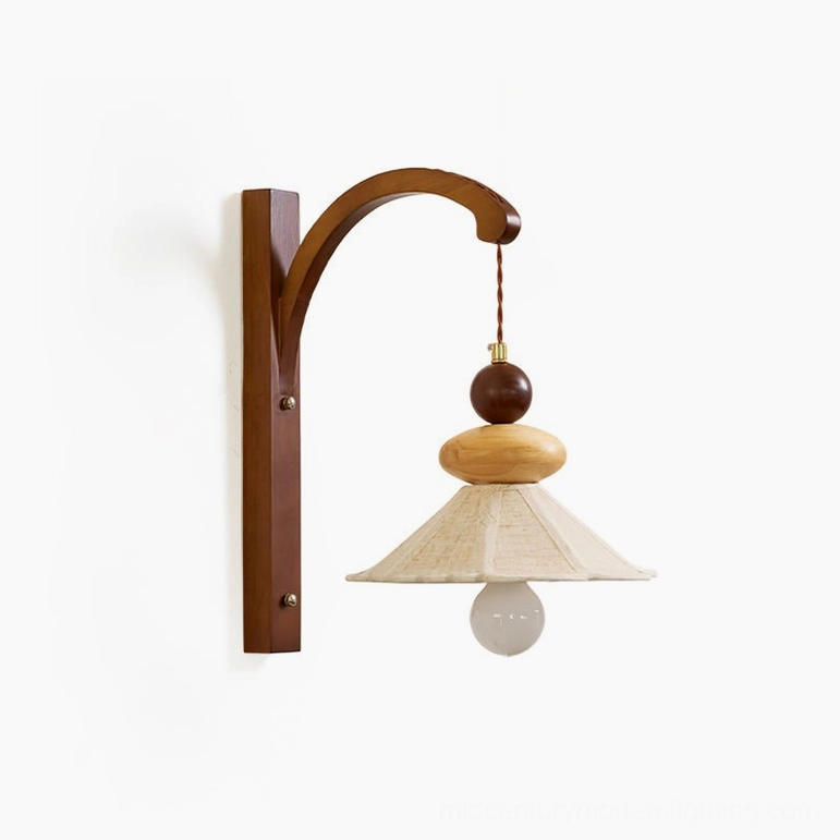 Standard Soren pleated linen wall sconce walnut finish - complete product showcase