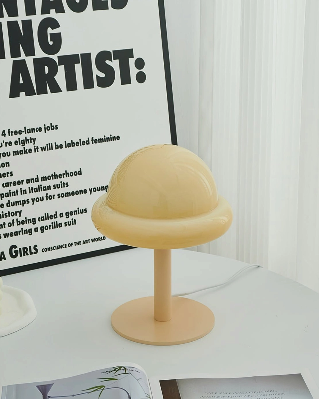 Retro mushroom table lamp multiple color options collection display showcase