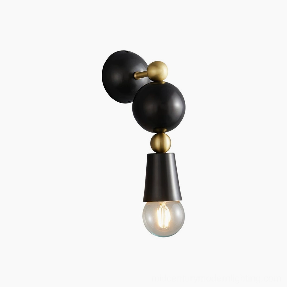 Spindle wall sconce L 3.9" × W 6.9" × H 11.8" in Brass & Black finish
