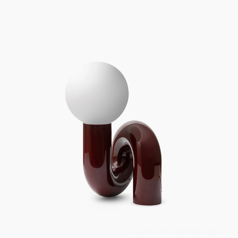 Spiral Glass Table Lamp detailed product photography showing complete sculptural silhouette and hand-finished resin construction