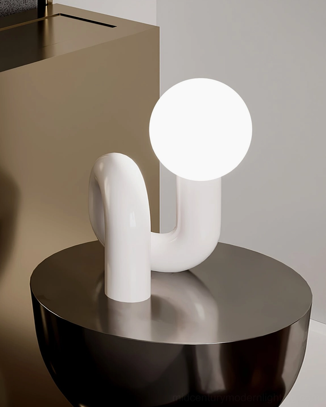 Spiral Table Lamp with 150cm power cord and inline push button switch, plug-in tabletop design