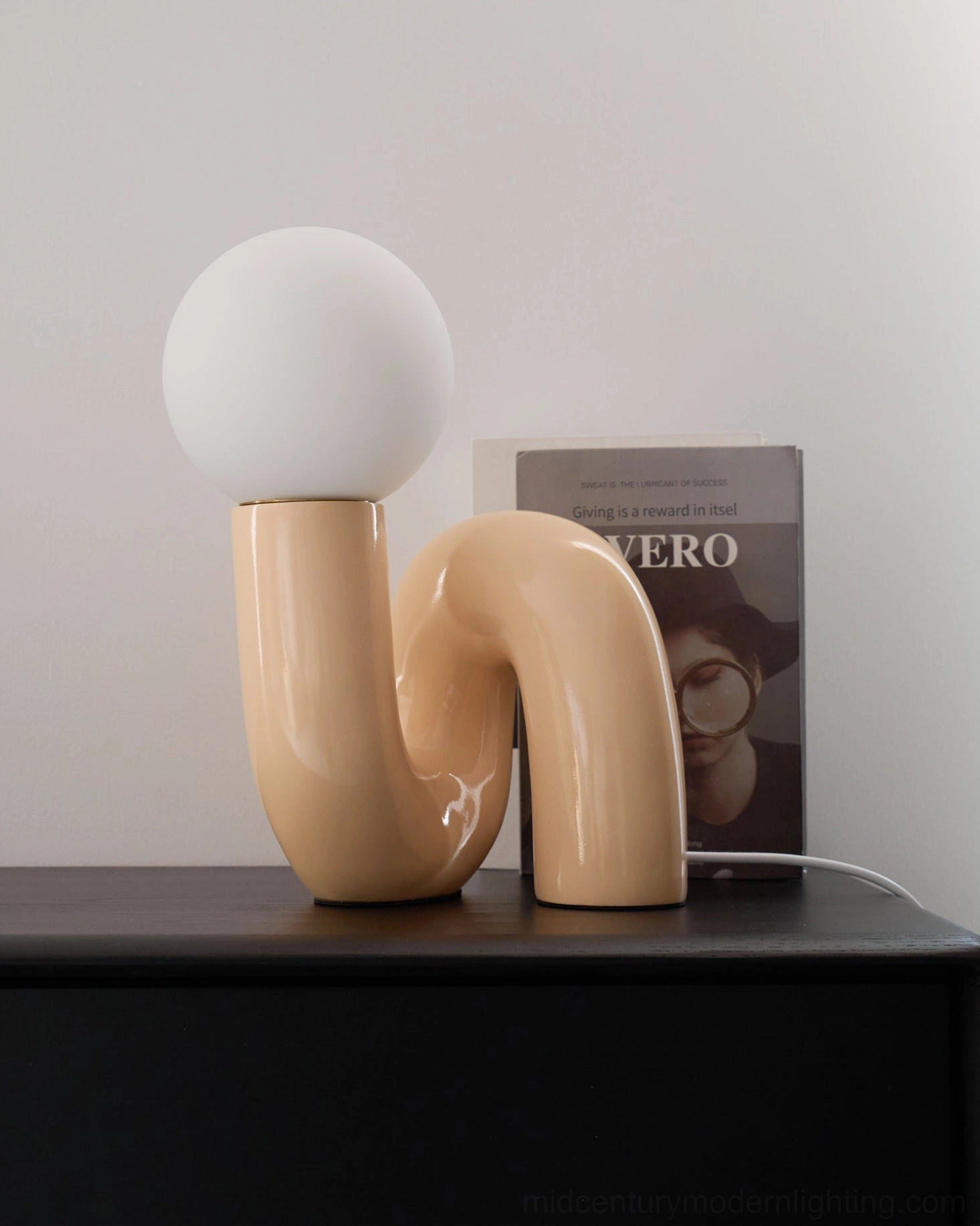 Hand-crafted Spiral Glass Table Lamp celebrating individual artisanal variation and unique character