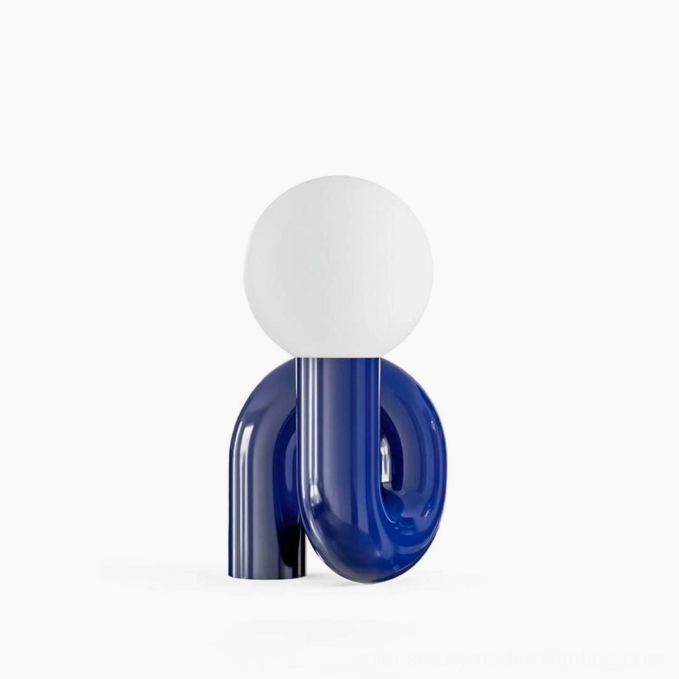 Spiral Glass Table Lamp in Blue finish, tabletop ready, contemporary modern lighting fixture