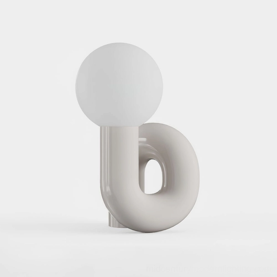 Spiral Glass Table Lamp in White finish, clean minimalist design, universal voltage 110-240V