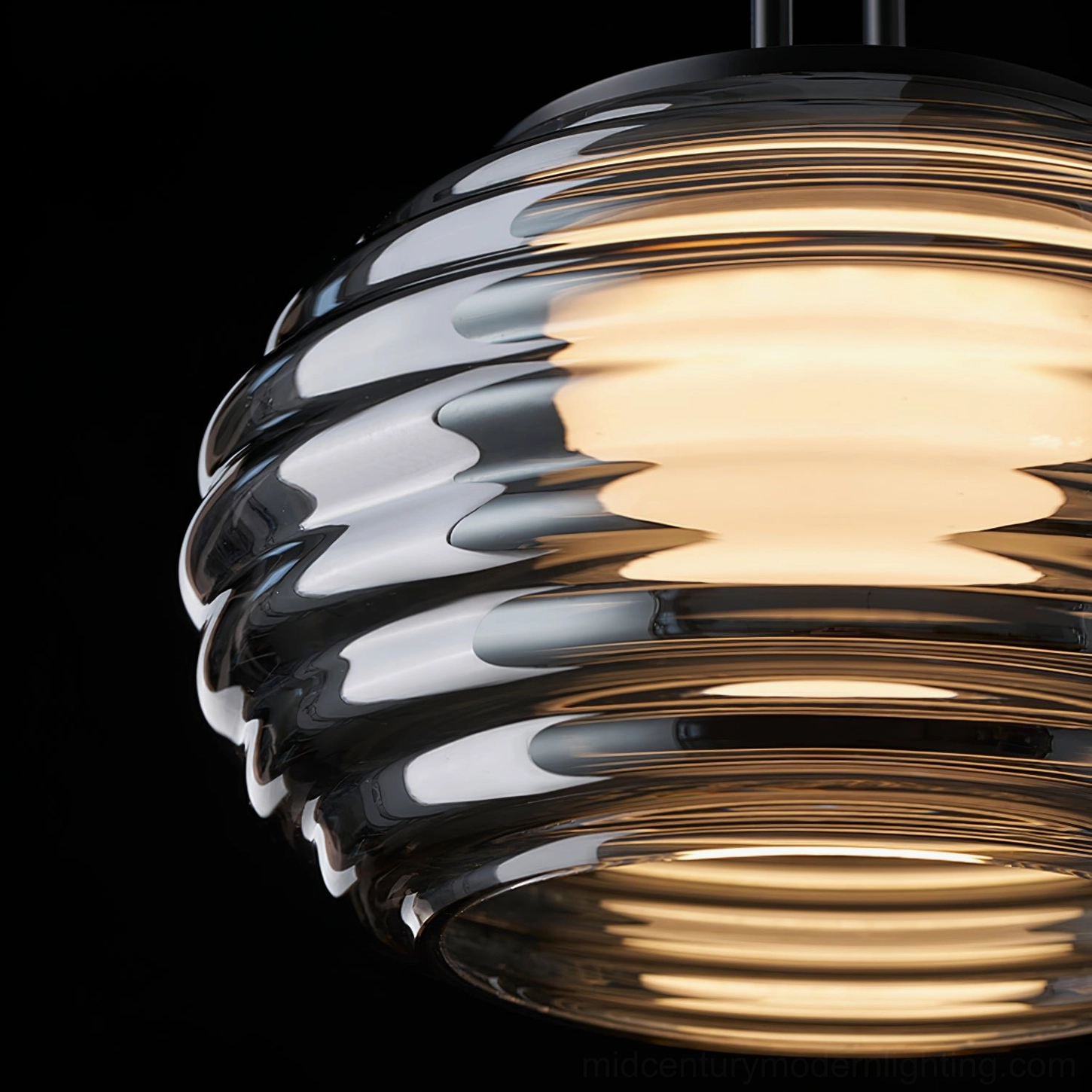 Splugen mid-century modern pendant light with smoke glass globe and premium black metal suspension hardware