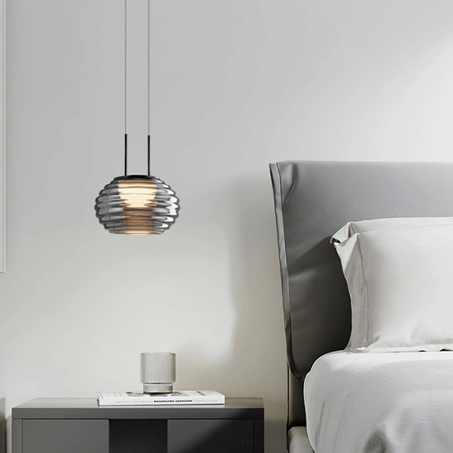 Splugen smoke glass pendant light architectural proportions and geometric design silhouette