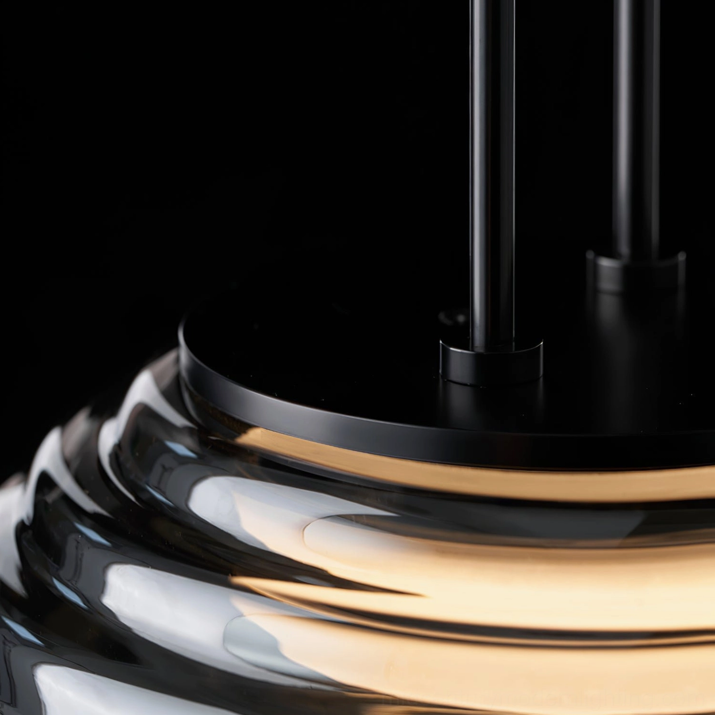 Splugen modern Venetian pendant light fixture with integrated LED and architectural black metal frame