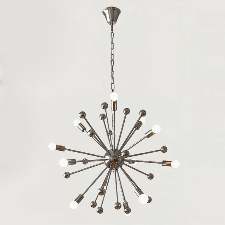 Sputnik starburst chandelier polished chrome finish unlit modern minimalist design