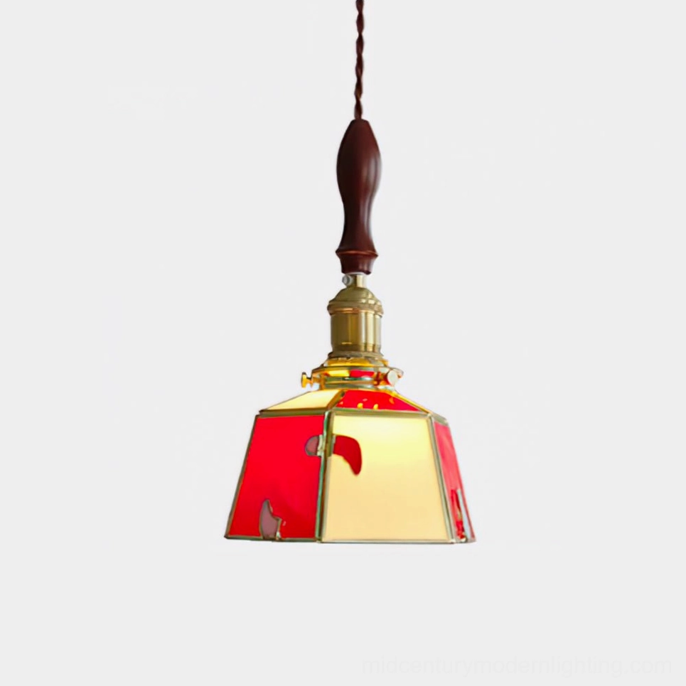 Stained glass pendant lamp—Model B with red and white reversed color combination dynamic contrast
