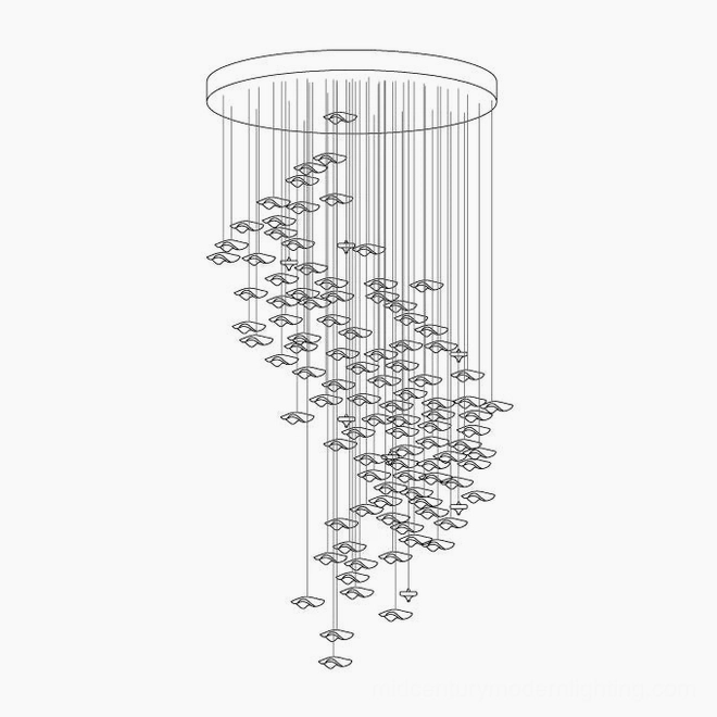 Stainless steel frame fluid glass chandelier refined minimalist modern design