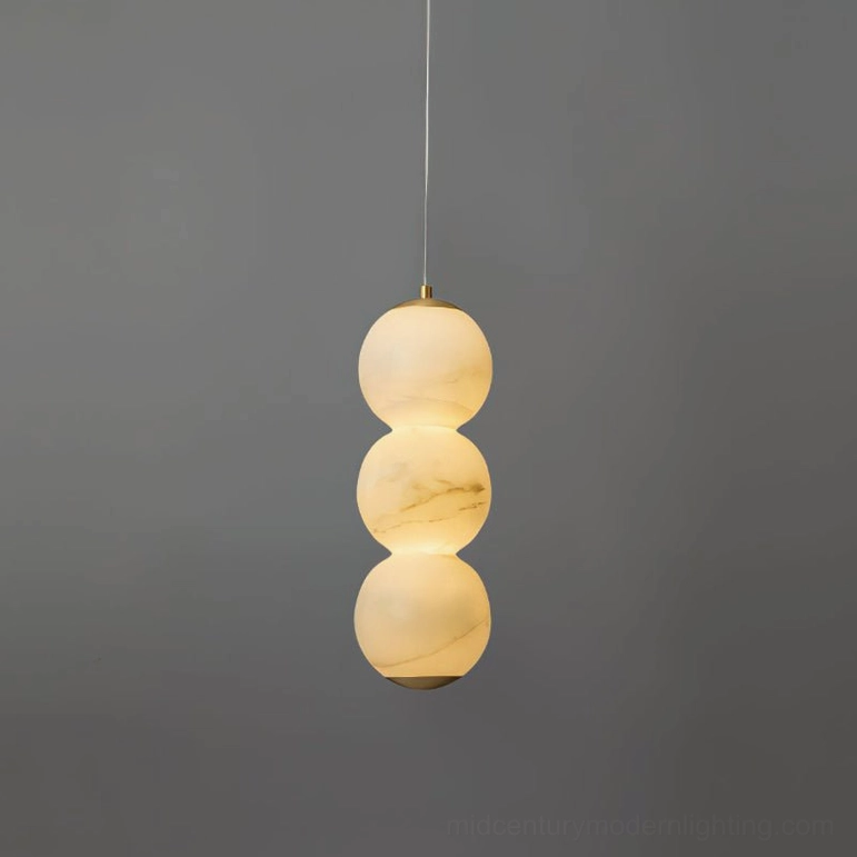Standard stacked alabaster pendant light warm glow mid-century modern home design