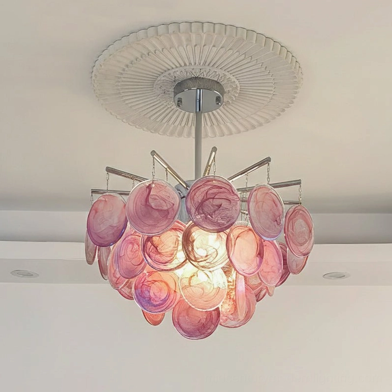 Standard 50cm white luminous glass sputnik chandelier with polished chrome radiating arms