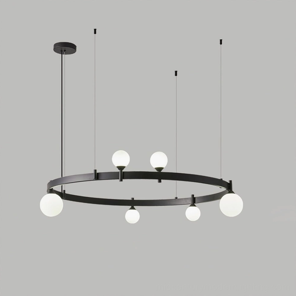 Six-head Stant circular chandelier compact version perfect for smaller dining spaces and intimate interiors