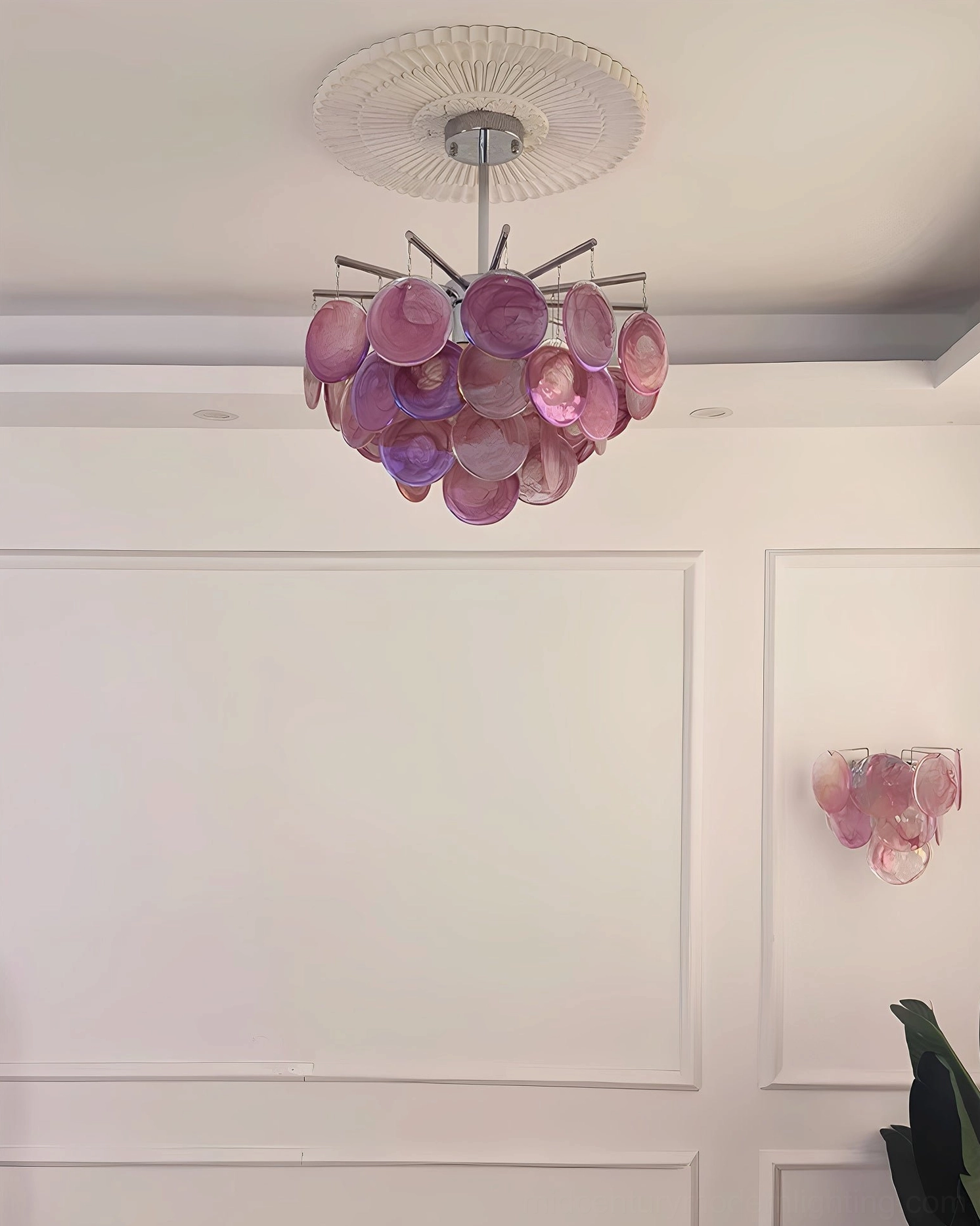 Statement 80cm blue gradient glass sputnik chandelier with radiating chrome arms and cascading layers