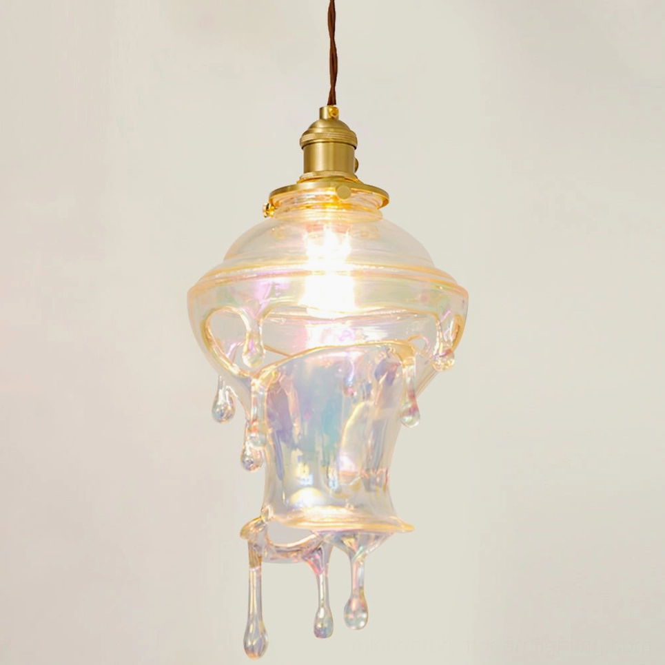 Crystal clear statement size water droplets resin pendant showing transparent drip formations