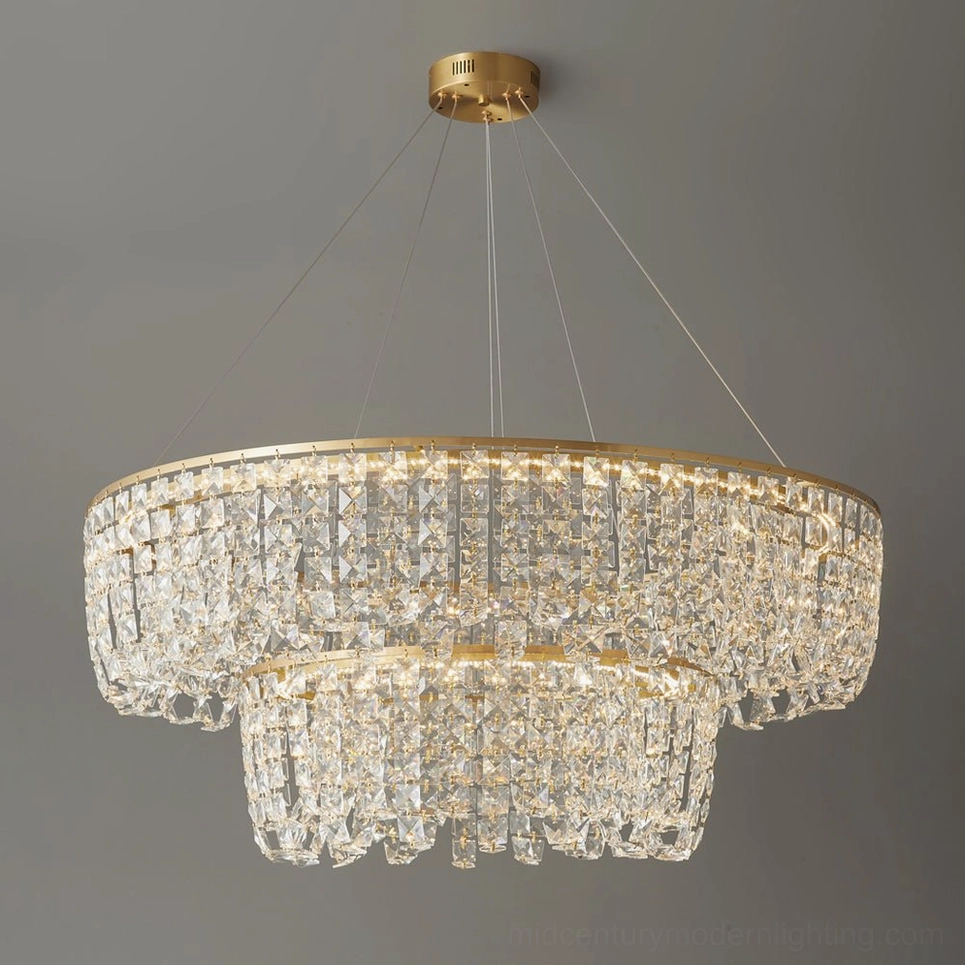 Statement two-tier 60-100cm brass chandelier maximum size configuration luxury design