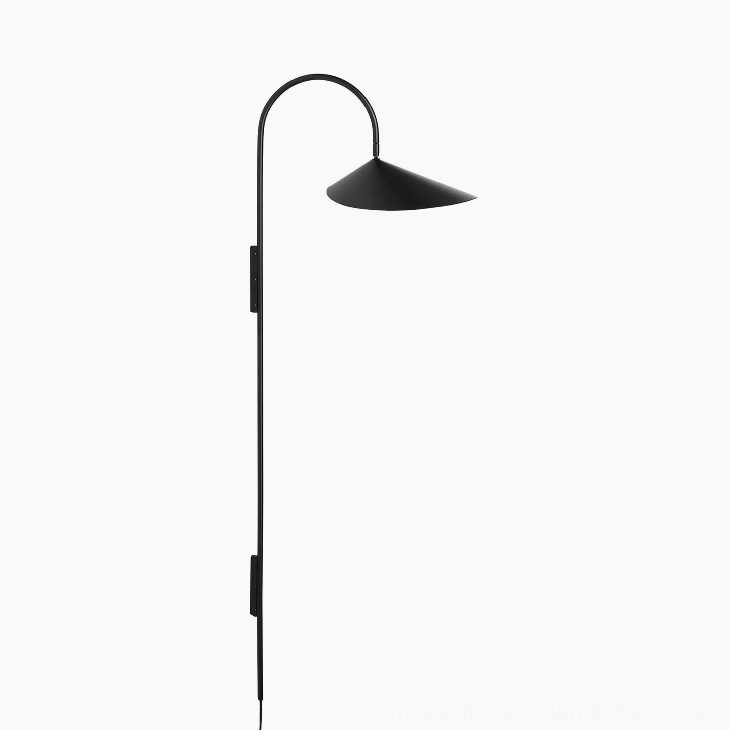 Tall Stella wall lamp 127cm/50 inch statement size in black finish with switch plug
