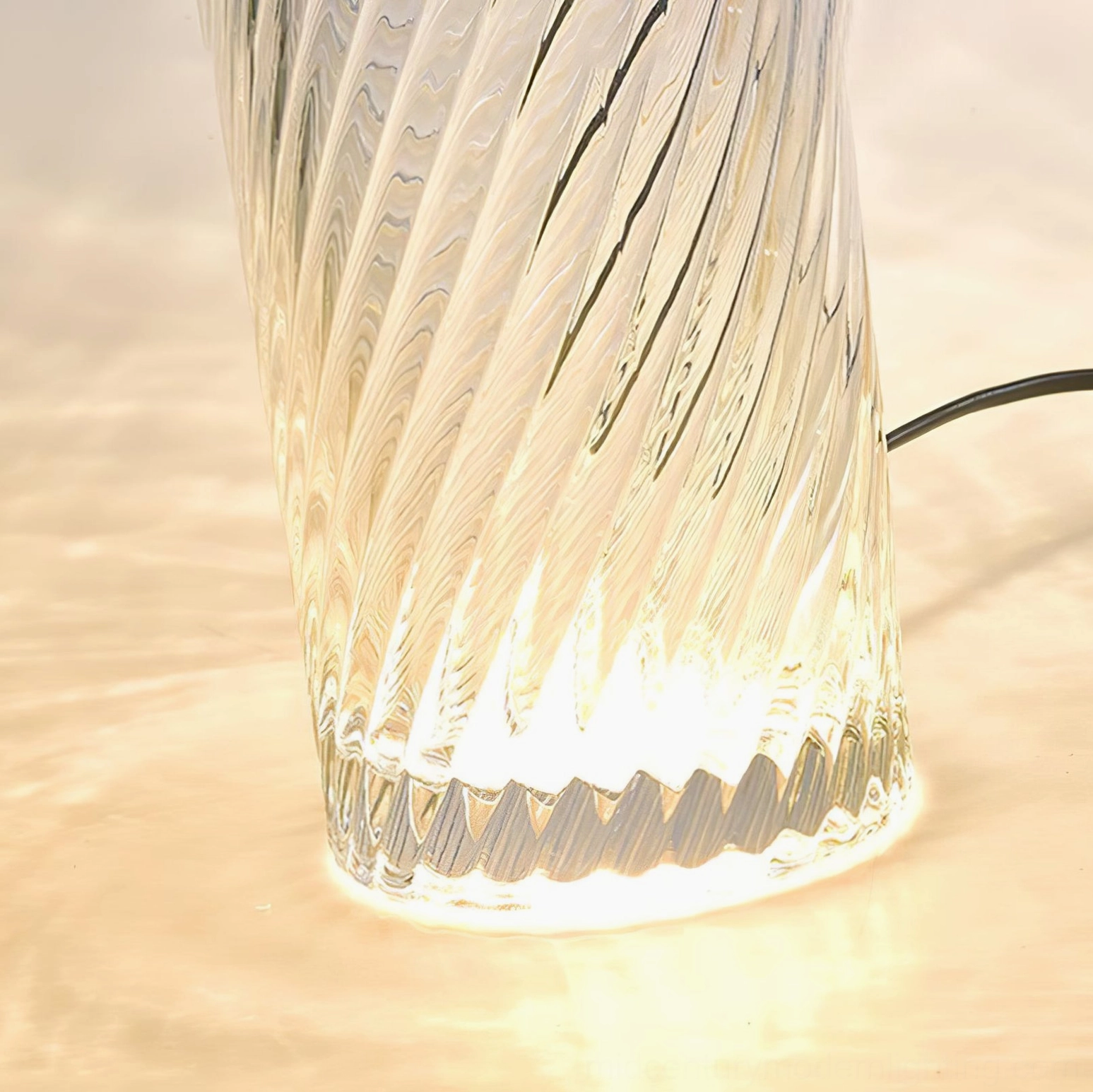Stellar vintage glass lamp showing artistic glass curation with refractive optical qualities and brass accents
