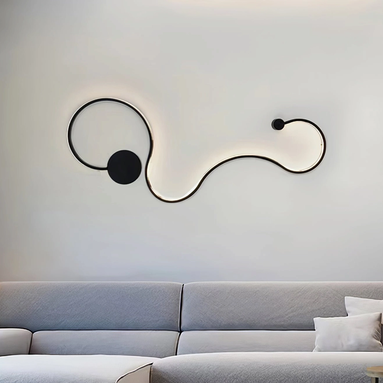 Style A matte black snake wall lamp fixture detail showing premium aluminum and acrylic construction