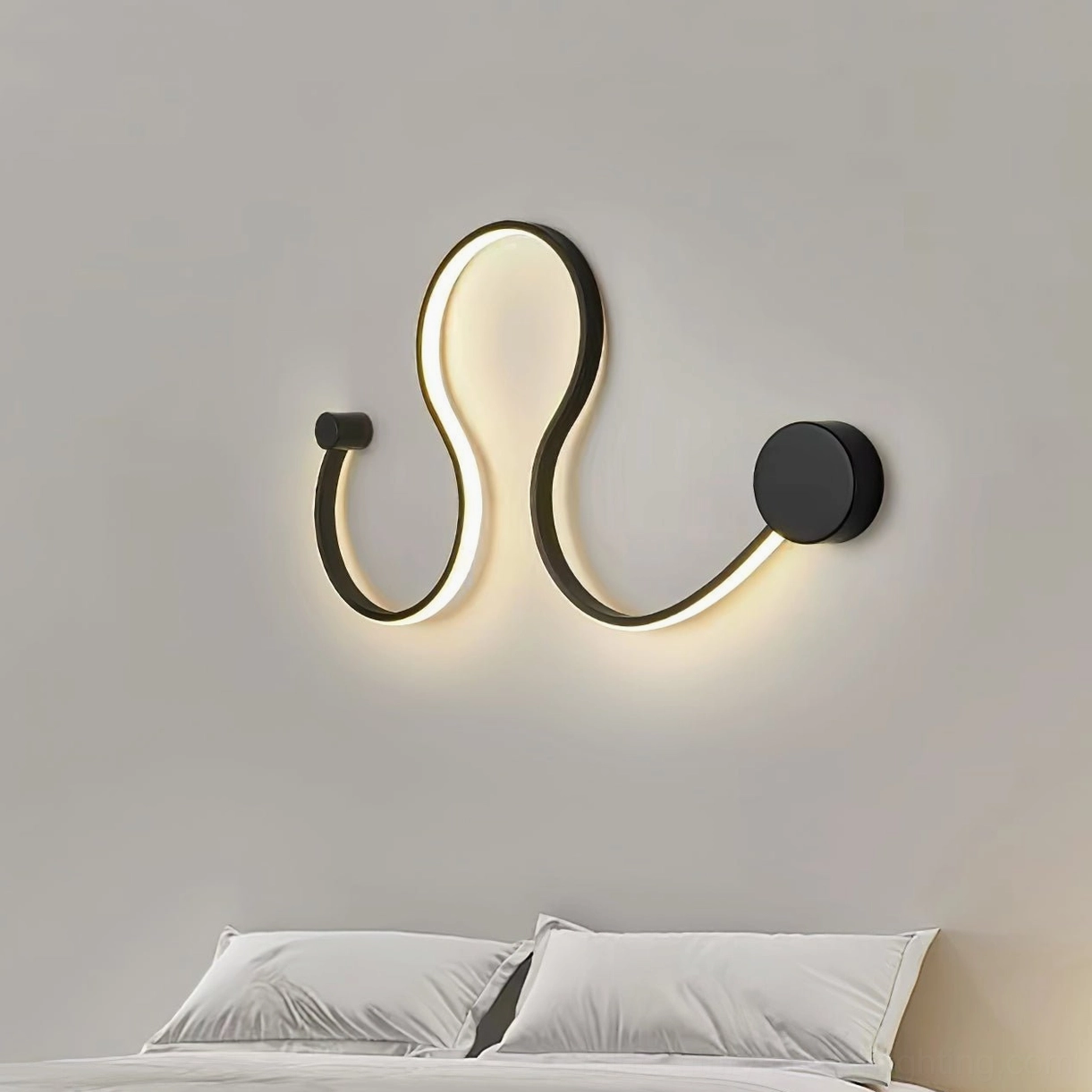 Style B curved snake wall sconce with premium aluminum frame and acrylic diffuser