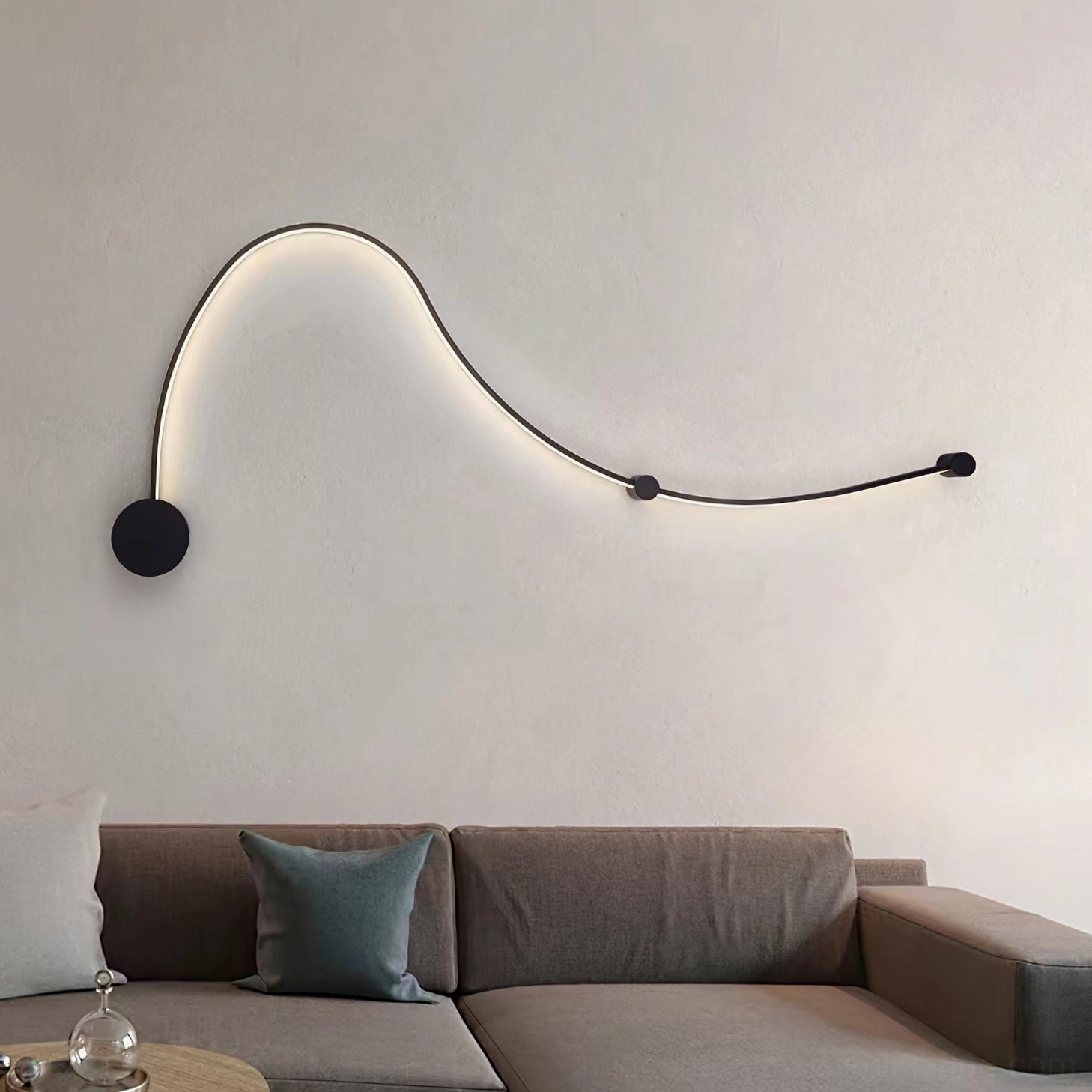 Style C white snake wall lamp with flowing organic form and cool light temperature option
