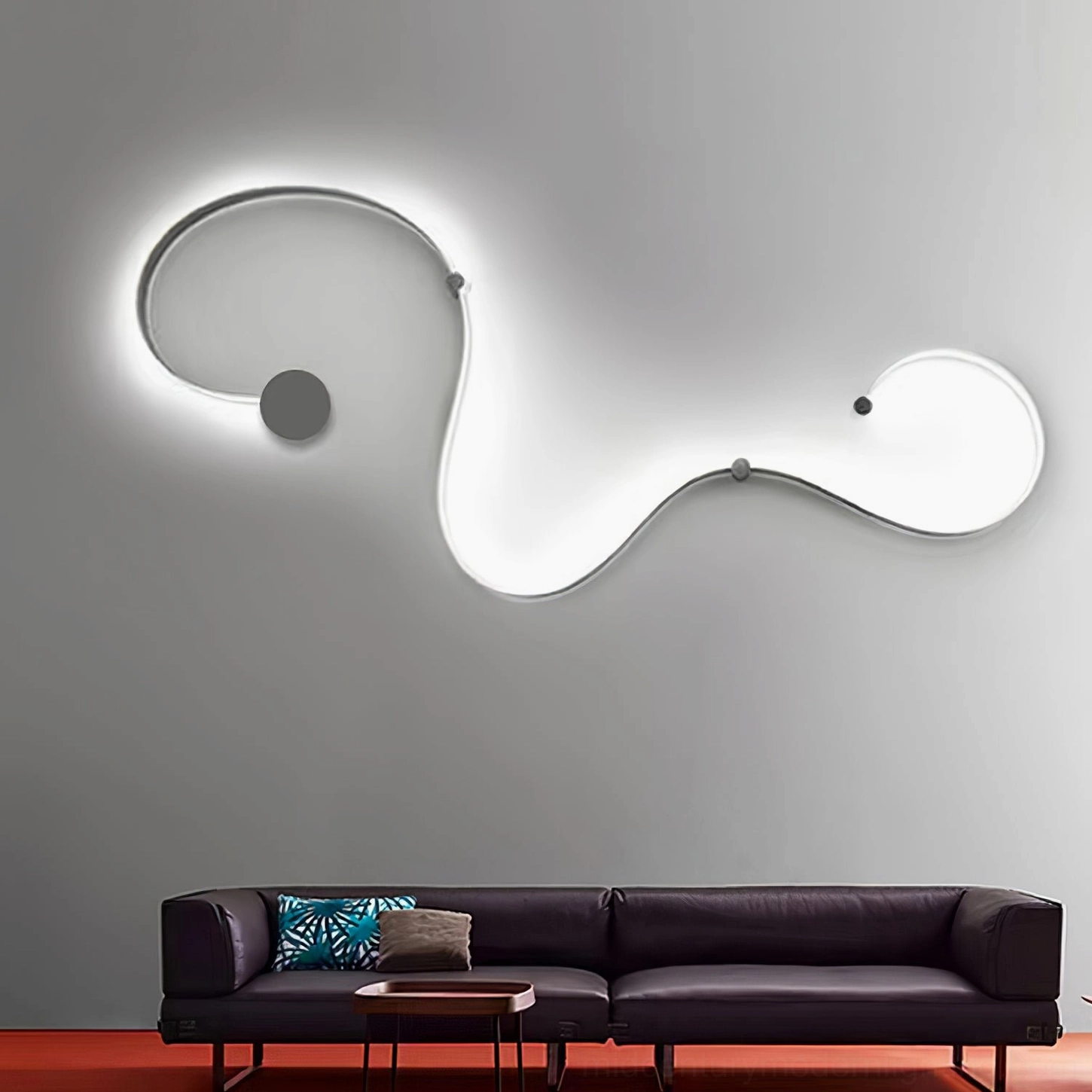 Style D matte black snake wall lamp with dramatic sculptural presence in modern home