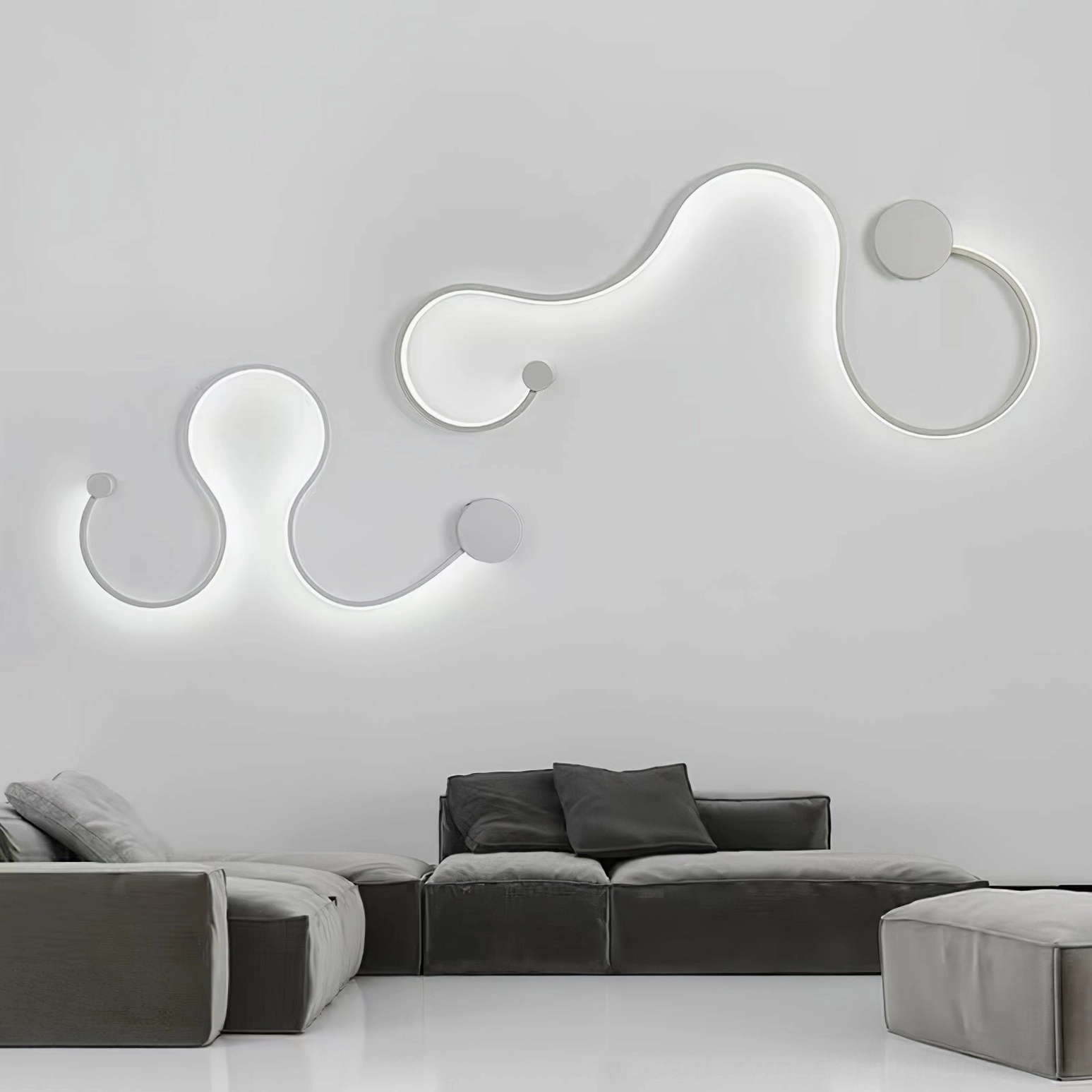 Style D sculptural snake wall lamp profile showing flowing curves and modern aesthetic