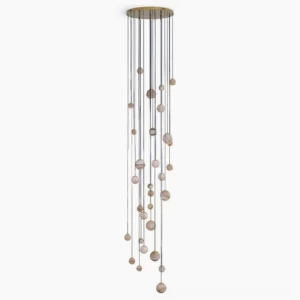 Sultana alabaster cluster chandelier studio front view with multiple light orbs suspended from metal canopy