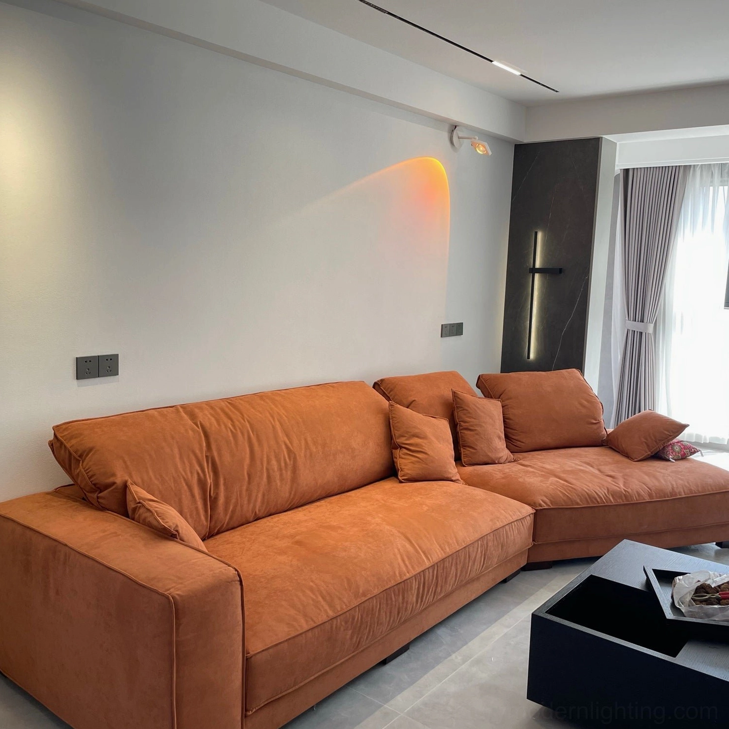 Sunset Halo mounted on interior wall with warm ambient projection lighting effect