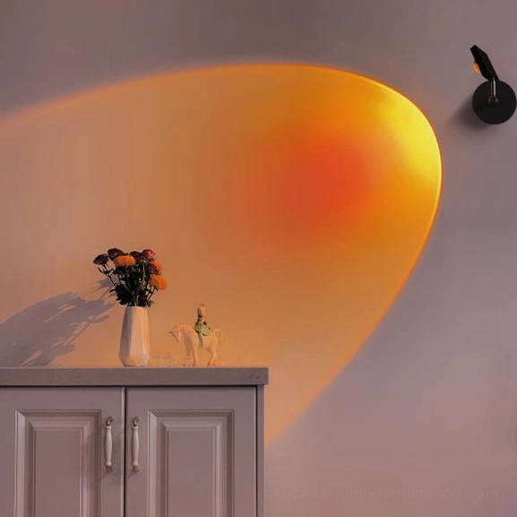 Sunset Halo wall sconce installed in modern home interior with warm projection glow