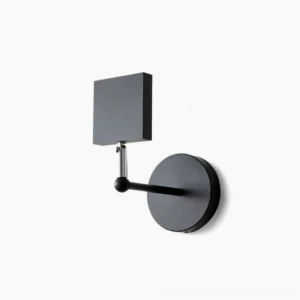 Sunset Halo wall sconce front view on white background, minimalist black aluminum body