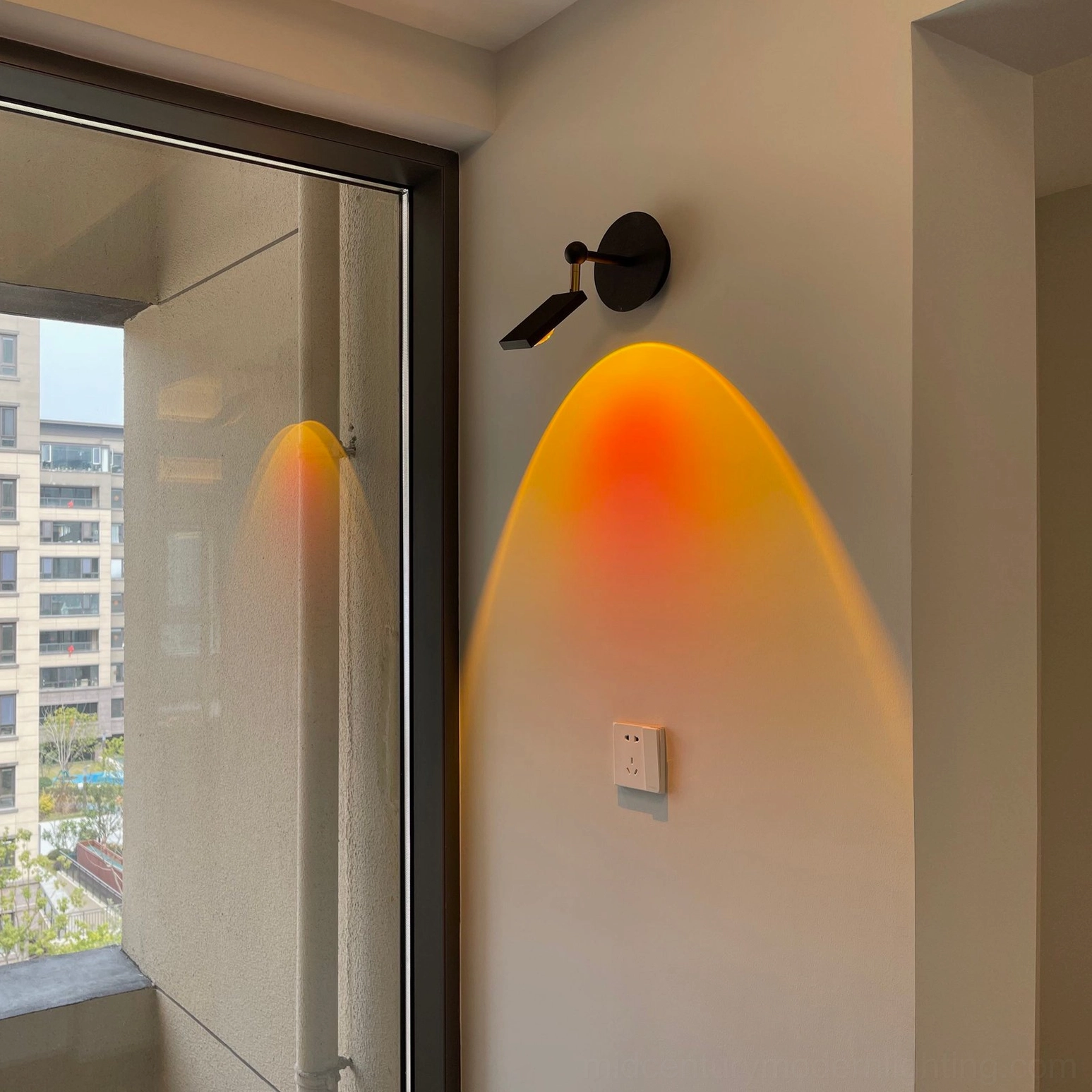 Sunset Halo white aluminum body matte finish minimalist wall sconce design
