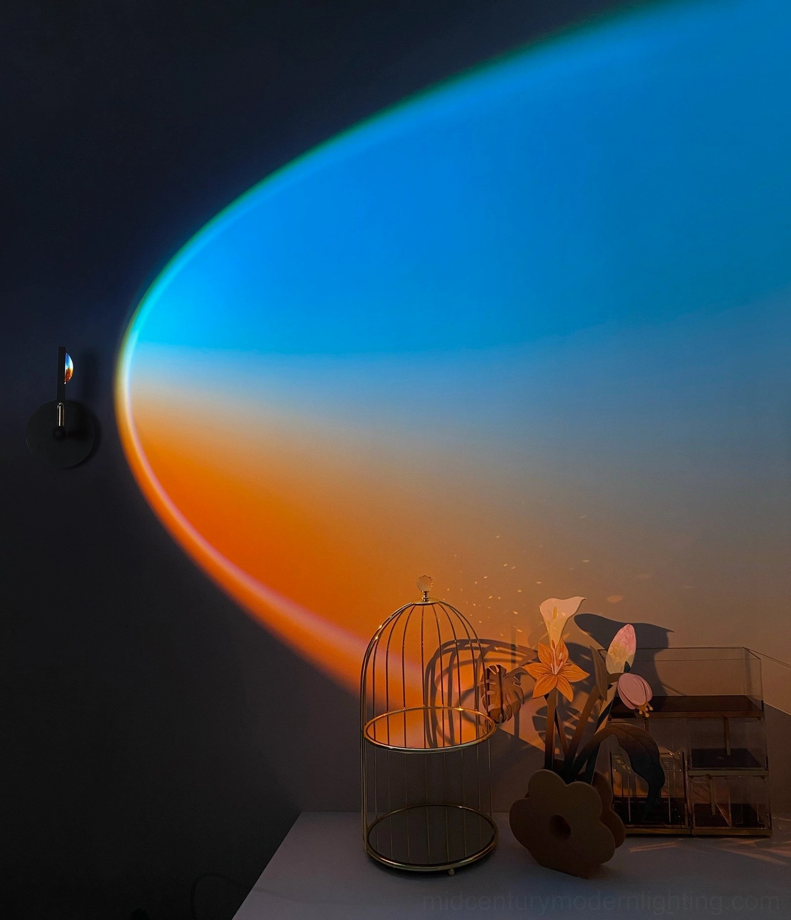 Sunset Halo warm red orange projection decorative accent wall lighting fixture