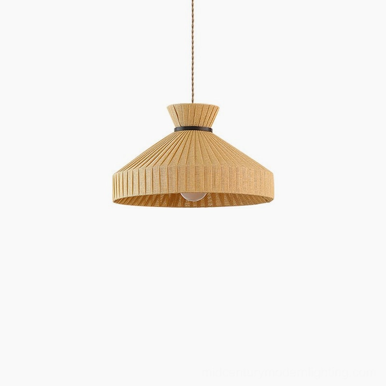 Compact 40cm diameter Surora pleated pendant light, bedroom and intimate space sizing with warm glow