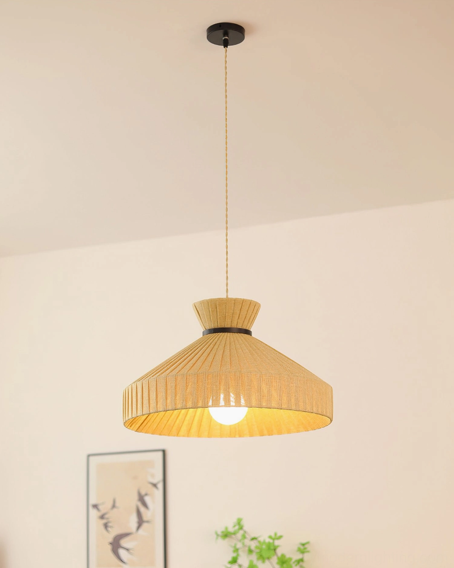 Surora pleated pendant light multi-angle lifestyle showcase featuring various interior installations and warm lighting