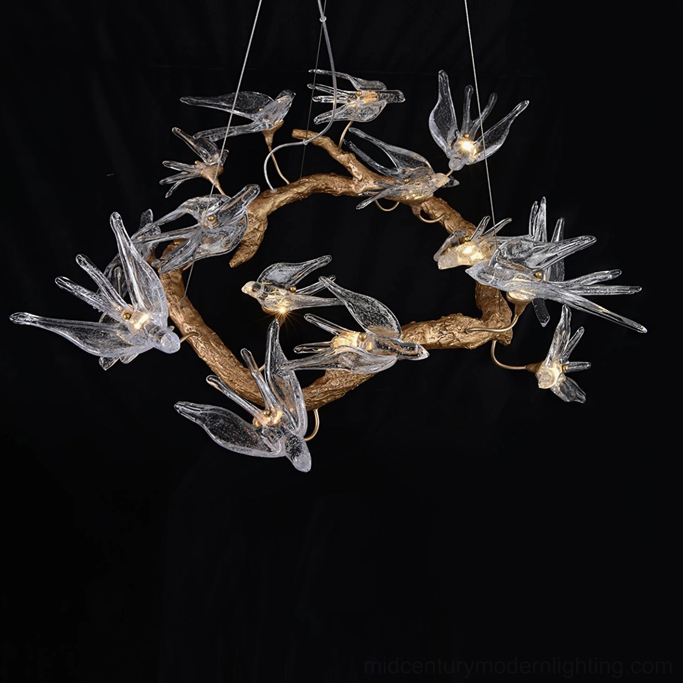 Swallow chandelier diameter size comparison showing elegant proportion in dining space